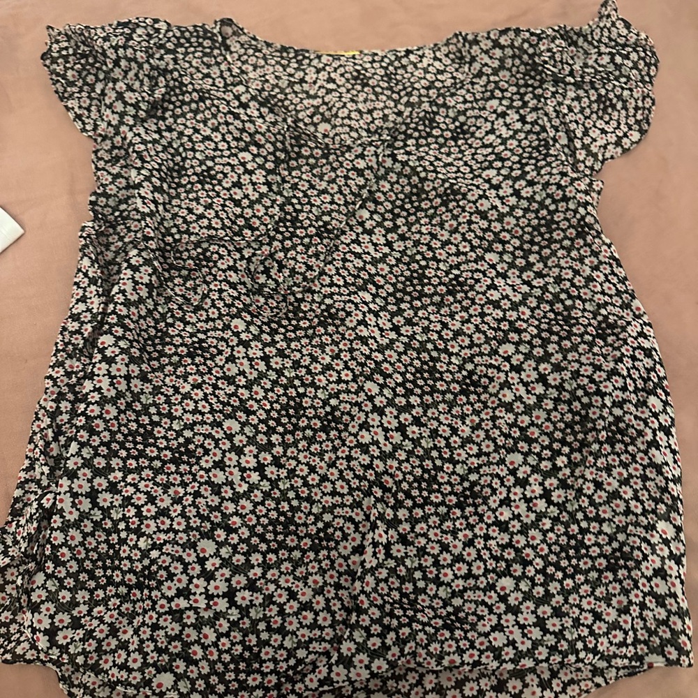 Saint Laurent Floral Print Flutter S/S Sleeve Blouse size small-price is firm